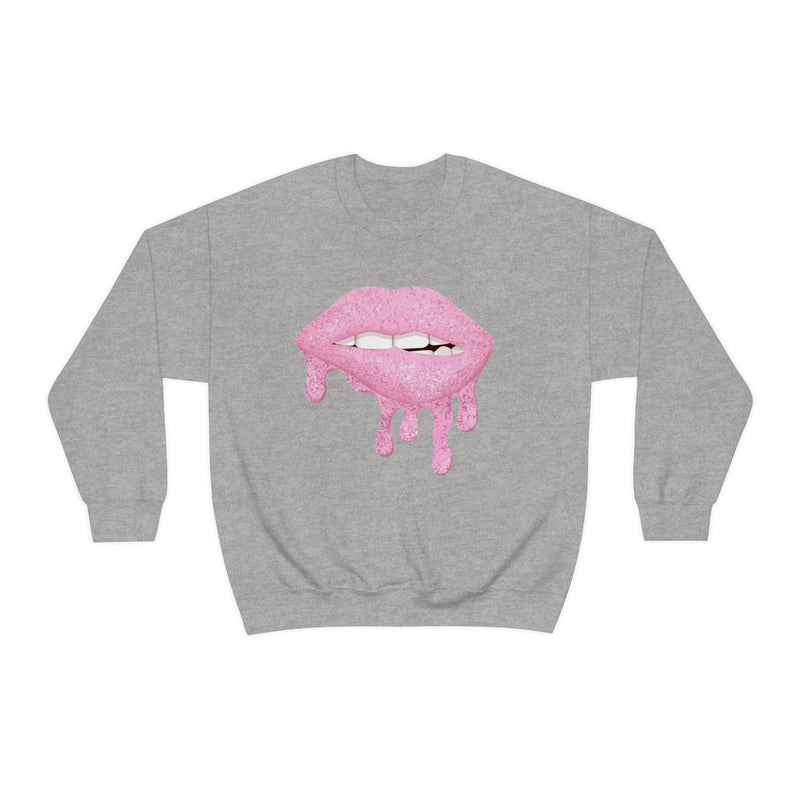 Unisex Heavy Blend Crewneck Lips with Gold Teeth Sweatshirt