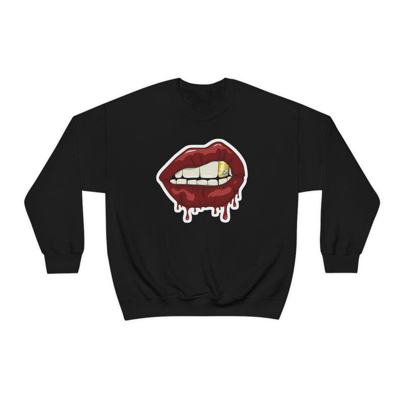 Heavy Blend Crewneck Lips with Gold Teeth Sweatshirt