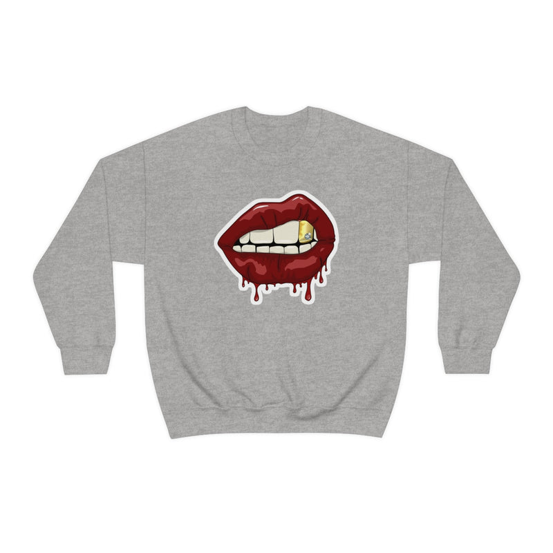 Heavy Blend Crewneck Lips with Gold Teeth Sweatshirt