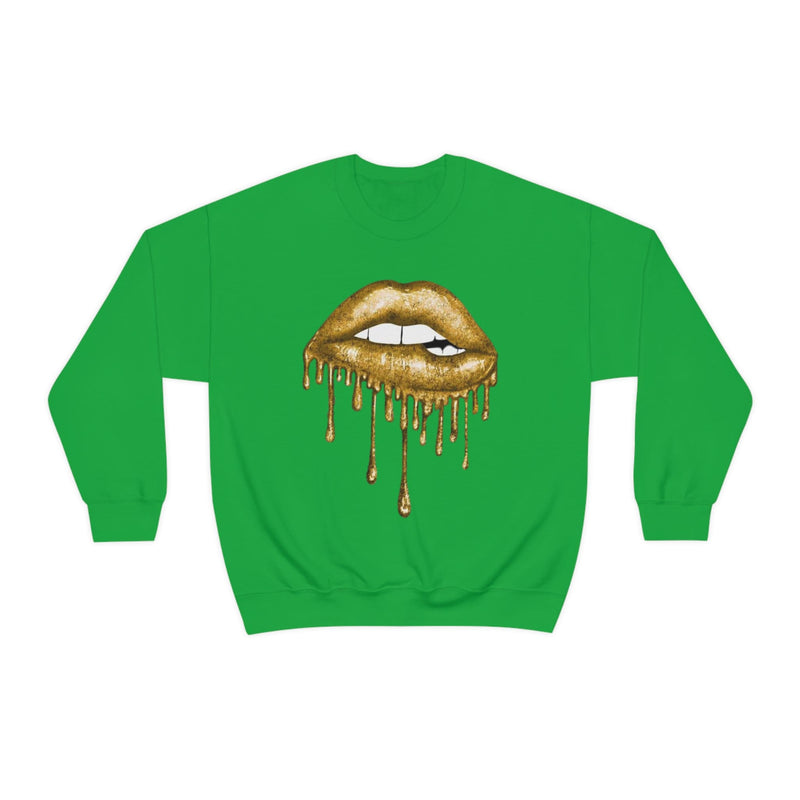 Unisex Heavy Blend Crewneck Lips with Gold Teeth Sweatshirt