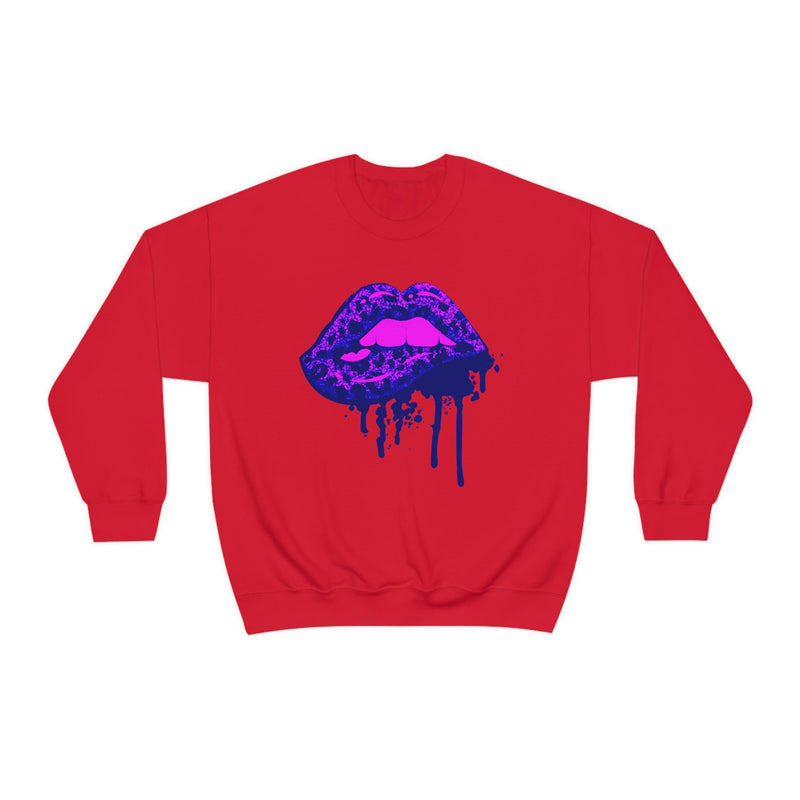 Unisex Heavy Blend Crewneck Lips with Gold Teeth Sweatshirt