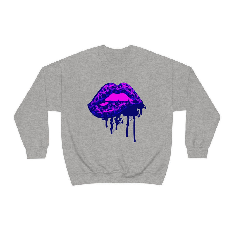 Unisex Heavy Blend Crewneck Lips with Gold Teeth Sweatshirt