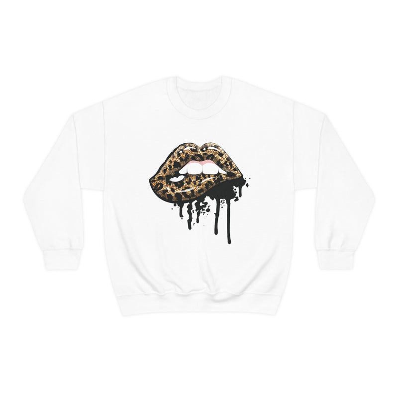 Unisex Heavy Blend Crewneck Lips with Gold Teeth Sweatshirt