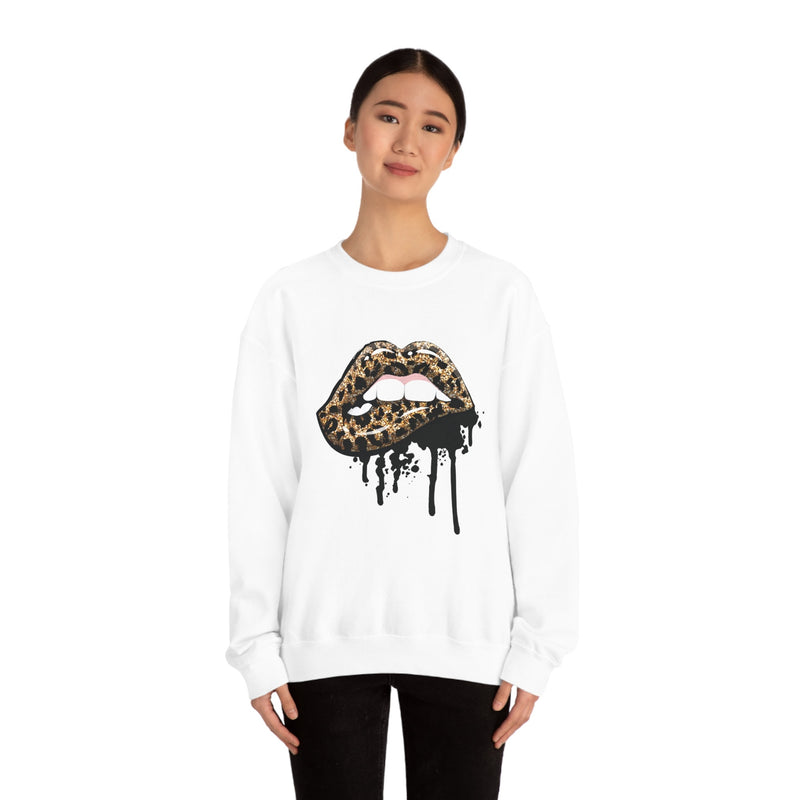 Unisex Heavy Blend Crewneck Lips with Gold Teeth Sweatshirt