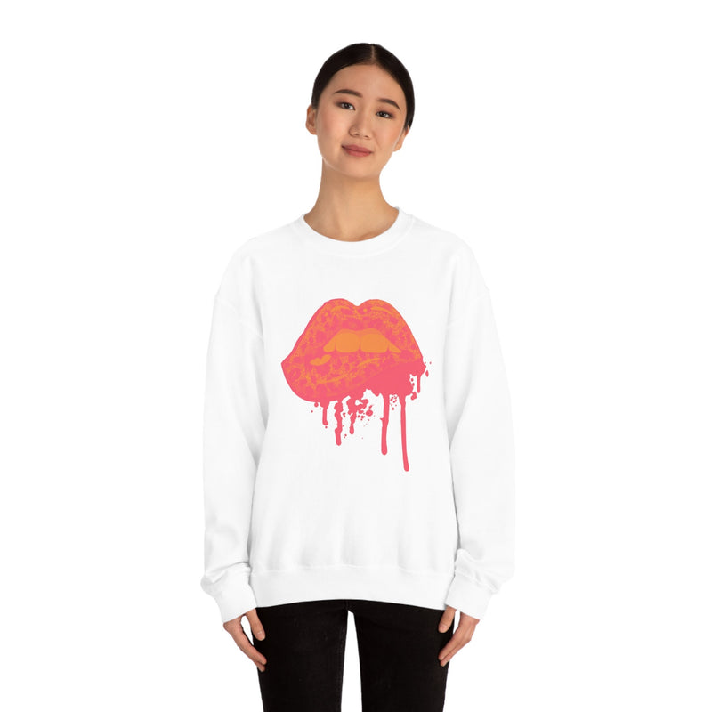 Unisex Heavy Blend Crewneck Lips with Gold Teeth Sweatshirt