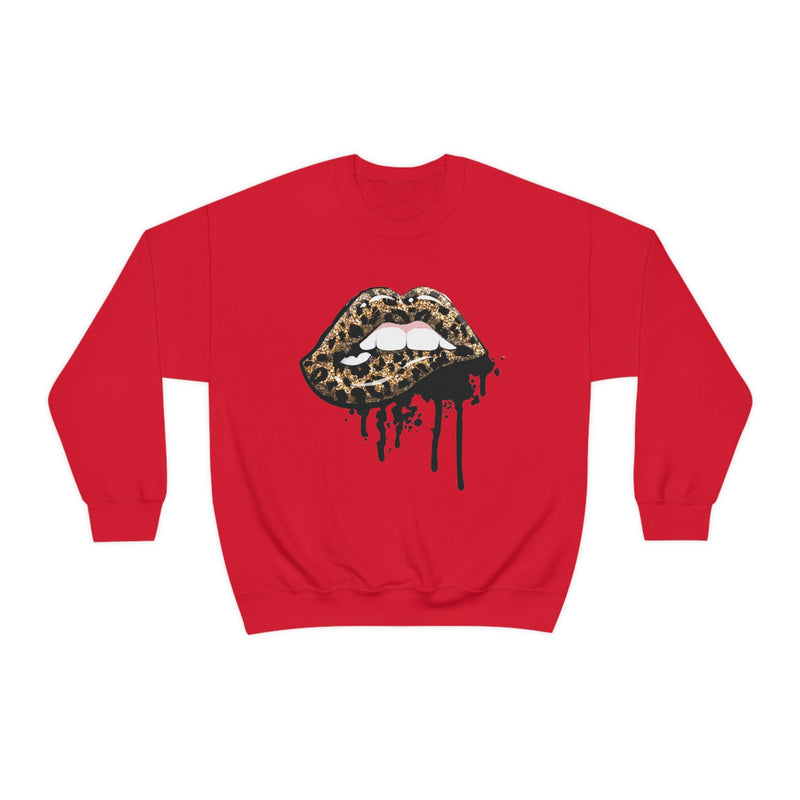 Unisex Heavy Blend Crewneck Lips with Gold Teeth Sweatshirt