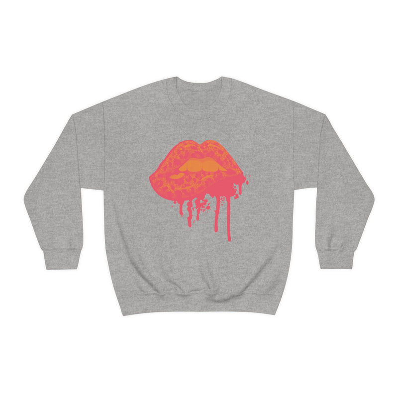 Unisex Heavy Blend Crewneck Lips with Gold Teeth Sweatshirt