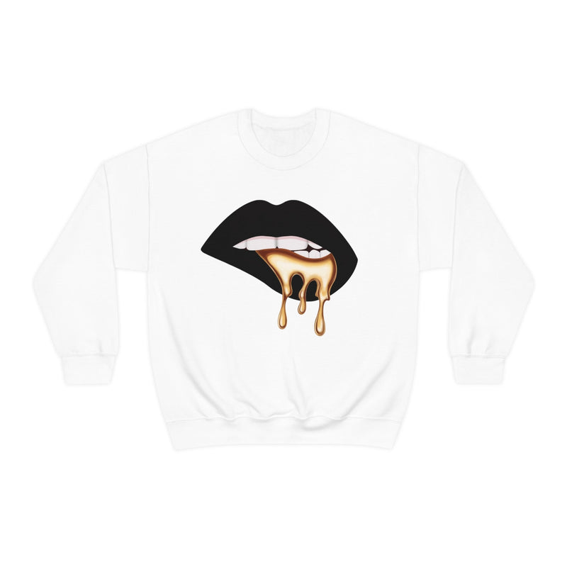 Unisex Heavy Blend Crewneck Lips with Gold Teeth Sweatshirt